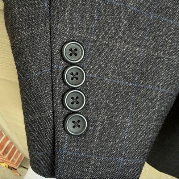 Pronto Uomo Men 46" Chest Dark Gray Blue Plaid Wool Sport Coat Jacket Blazer - Picture 9 of 14